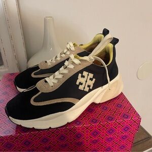 Tory Burch Black and Cream Good Luck Sneakers